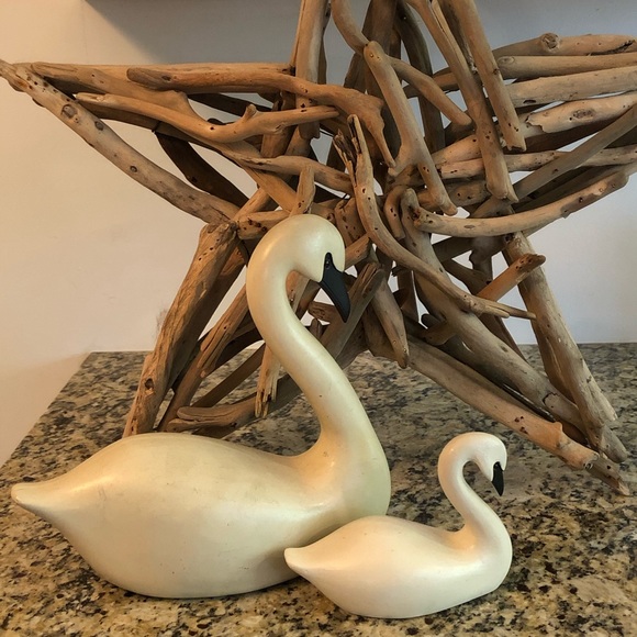 Vintage Antique Mart Other - Wooden Carved Swans for Modern Country Farm Decor